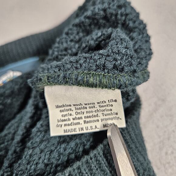 Vtg Jantzen Sweater Mens Large Green Black Colorblock Pullover Holiday USA - Picture 4 of 15